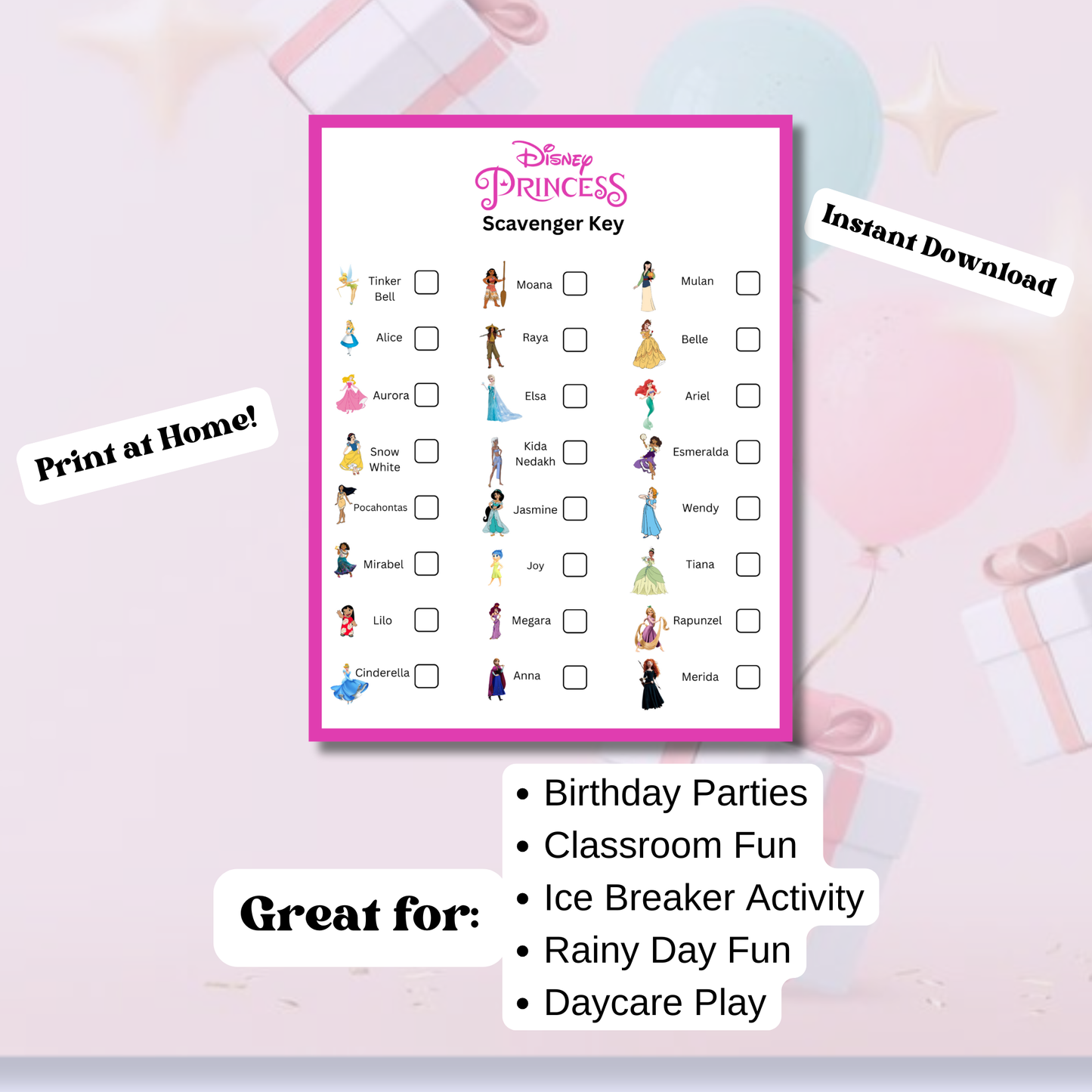 Disney Princess Scavenger Hunt Game (Digital Download)
