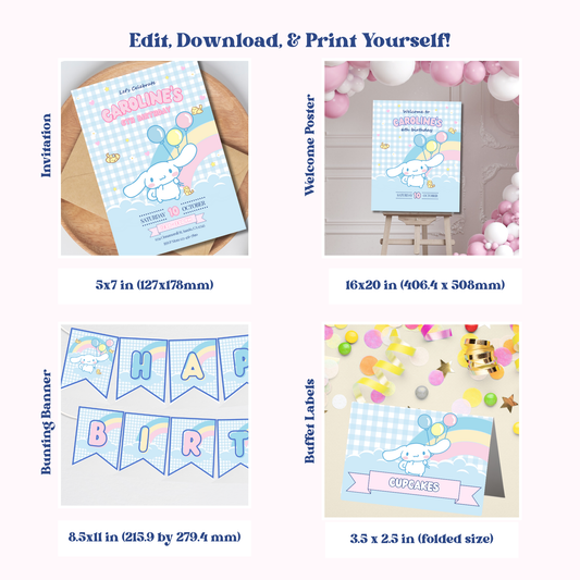 Cinnamoroll Birthday Party Bundle | Instant Download | Print at Home