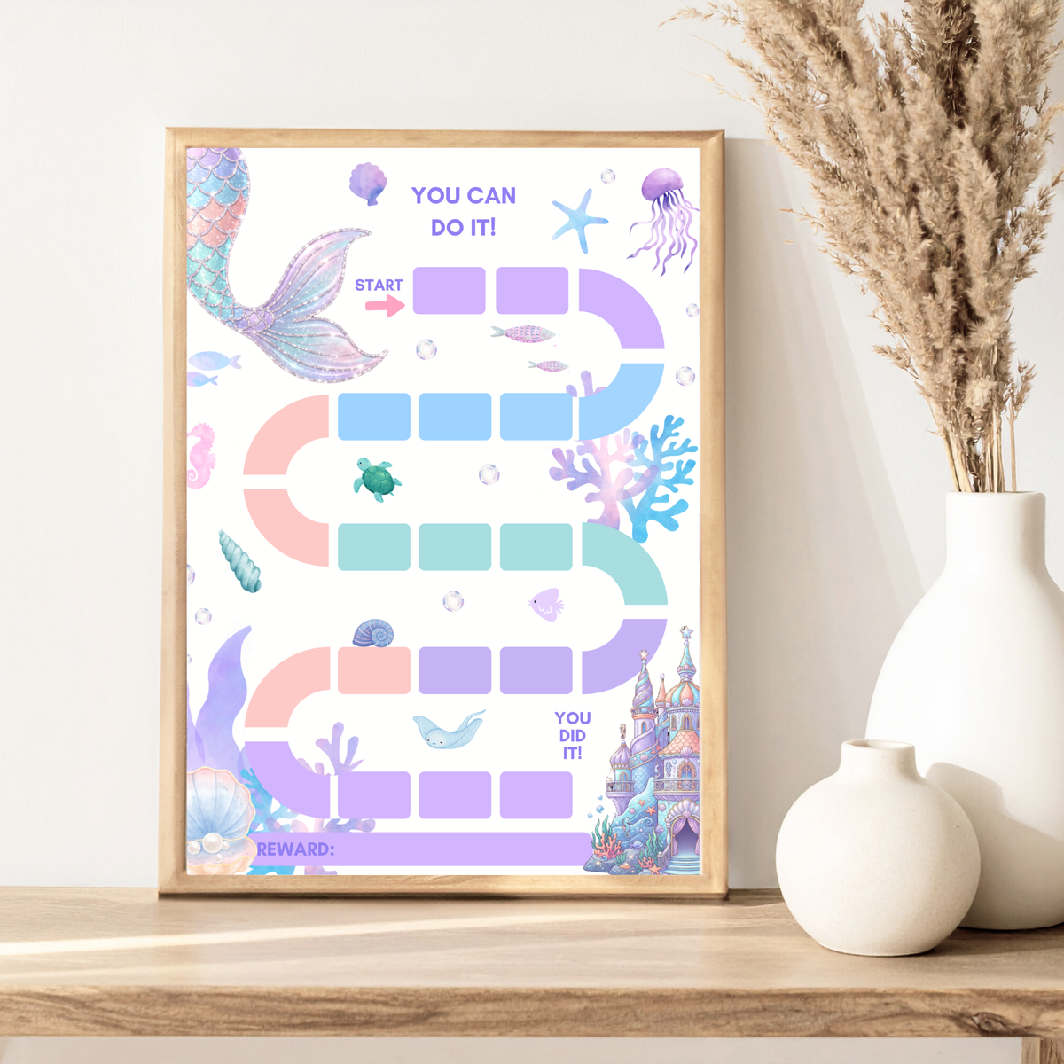 Mermaid Reward Chart for Kids | Printable Potty Training & Behavior Chart