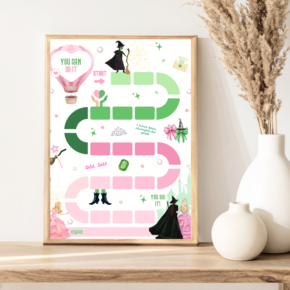 Pink & Green Wicked Reward Chart for Kids | Printable Potty Training & Behavior Chart