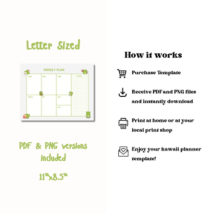 Cute Frog Weekly Planner | Printable | Instant Download
