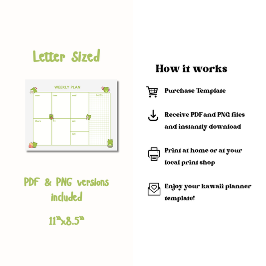Cute Frog Weekly Planner | Printable | Instant Download
