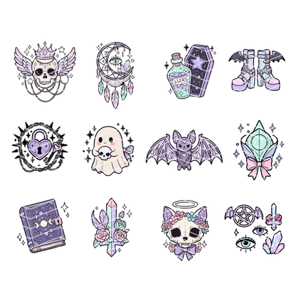 Pastel Goth Clipart Bundle | 12 Kawaii Halloween PNG & SVG Digital Files