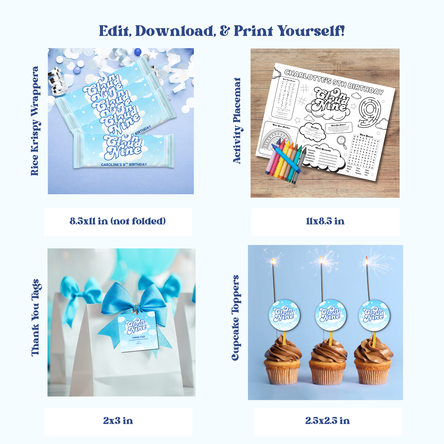 On Cloud 9 Birthday Party Bundle | Instant Download | Print at Home