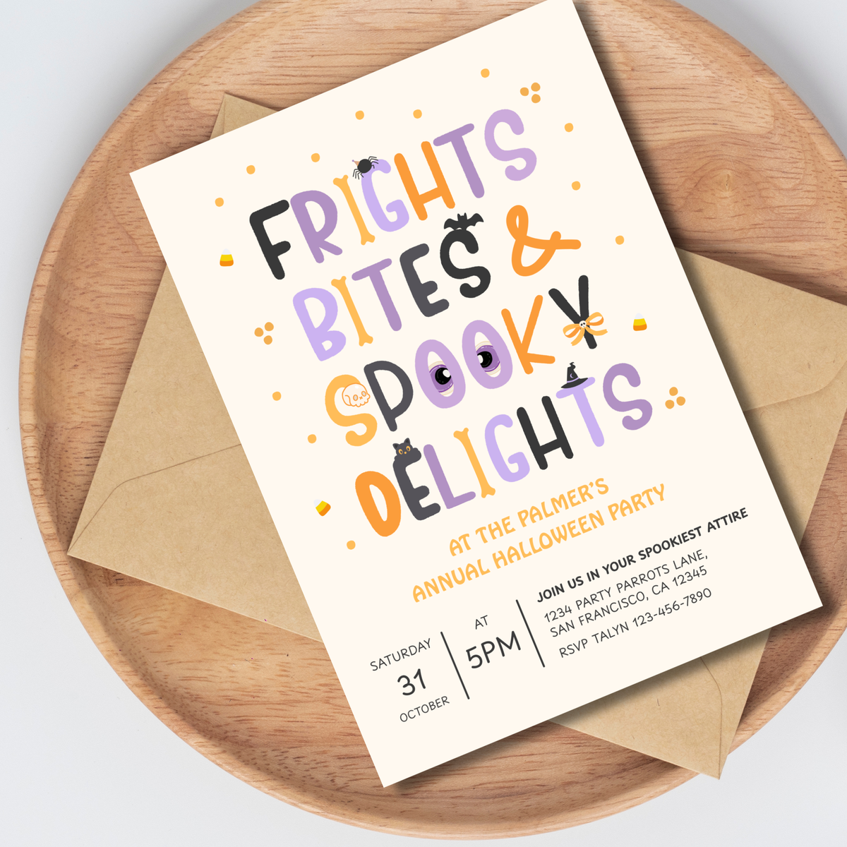 Frights, Bites & Spooky Delights Halloween Party Invitation 👻 Editable Digital Invite