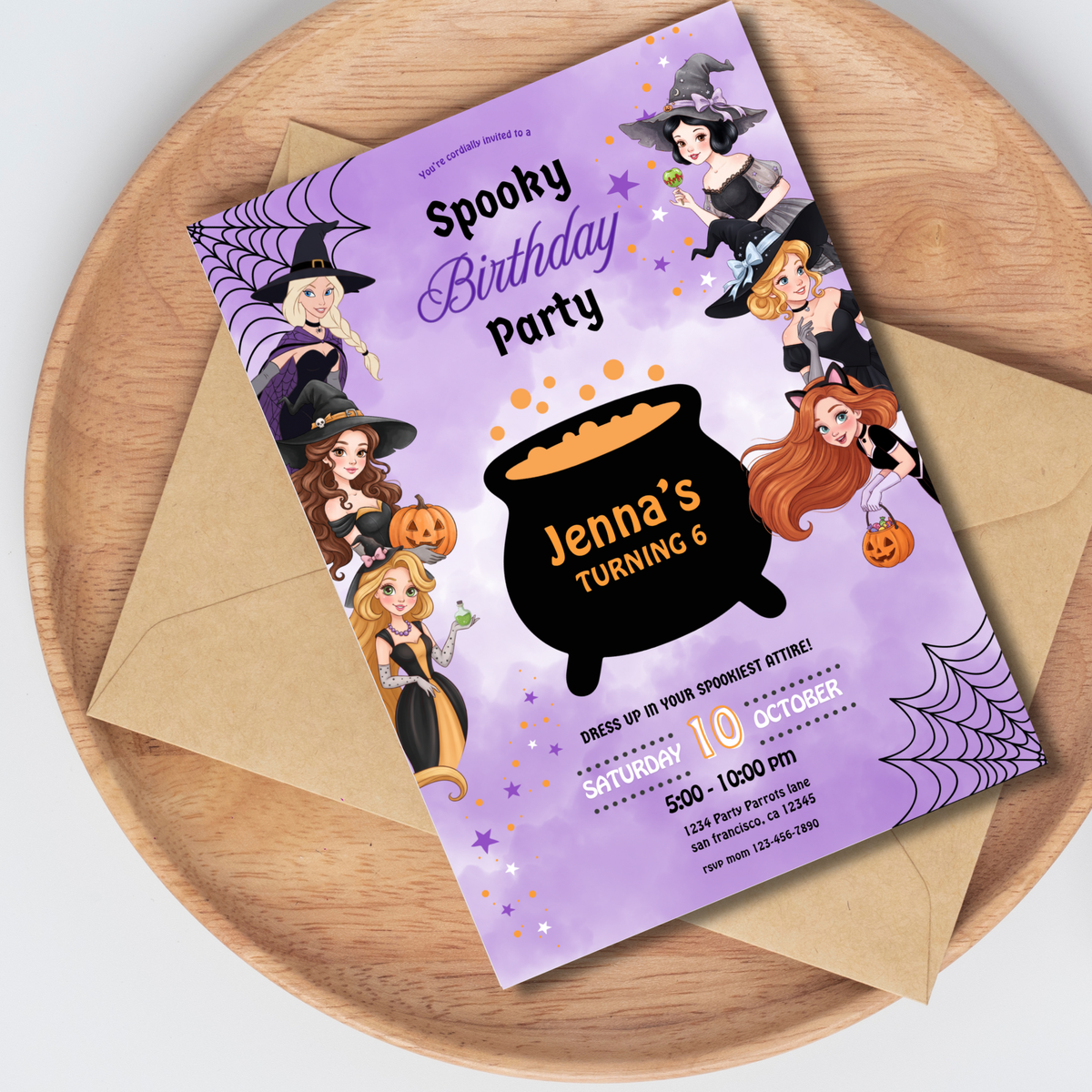 Editable Halloween Princess Birthday Invitation Instant Download