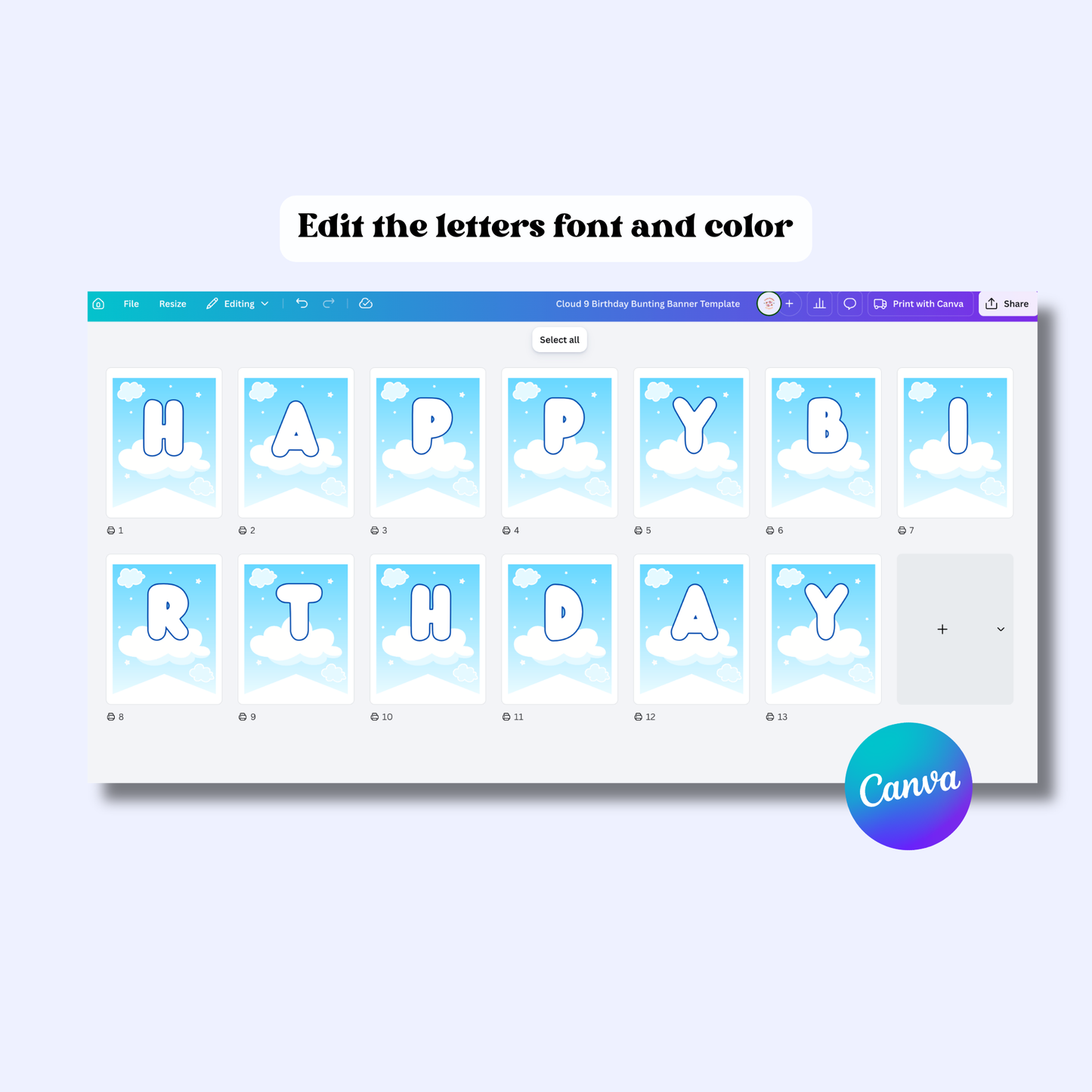 On Cloud 9 Bunting Banner | Instant Download | Printable