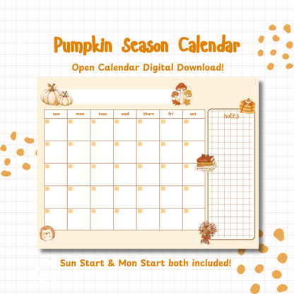 Pumpkin Season Monthly Planner | Printable | Instant Download
