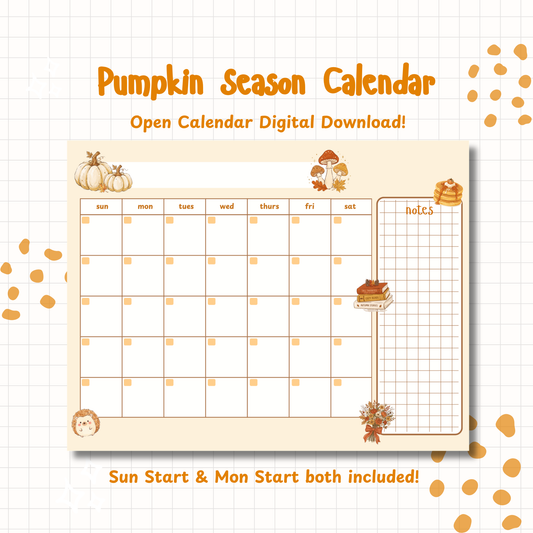 Pumpkin Season Monthly Planner | Printable | Instant Download
