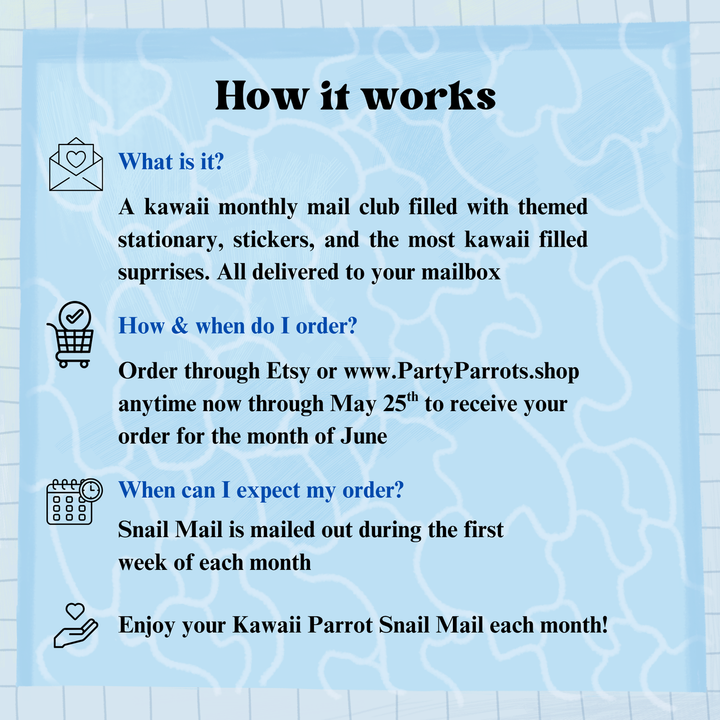 Kawaii Parrot Snail Mail Subscription
