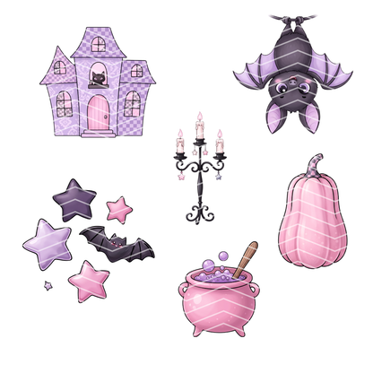 Kawaii Spooky Clipart Bundle | 24 Kawaii Halloween PNG & SVG Digital Files