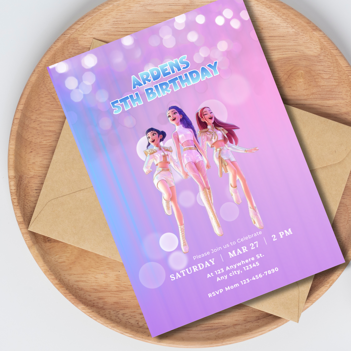 Kpop Demon Hunter Birthday Invitation, KPop Huntrx Birthday Party Invite, Digital Editable Template, Kpop Concert Birthday Printable