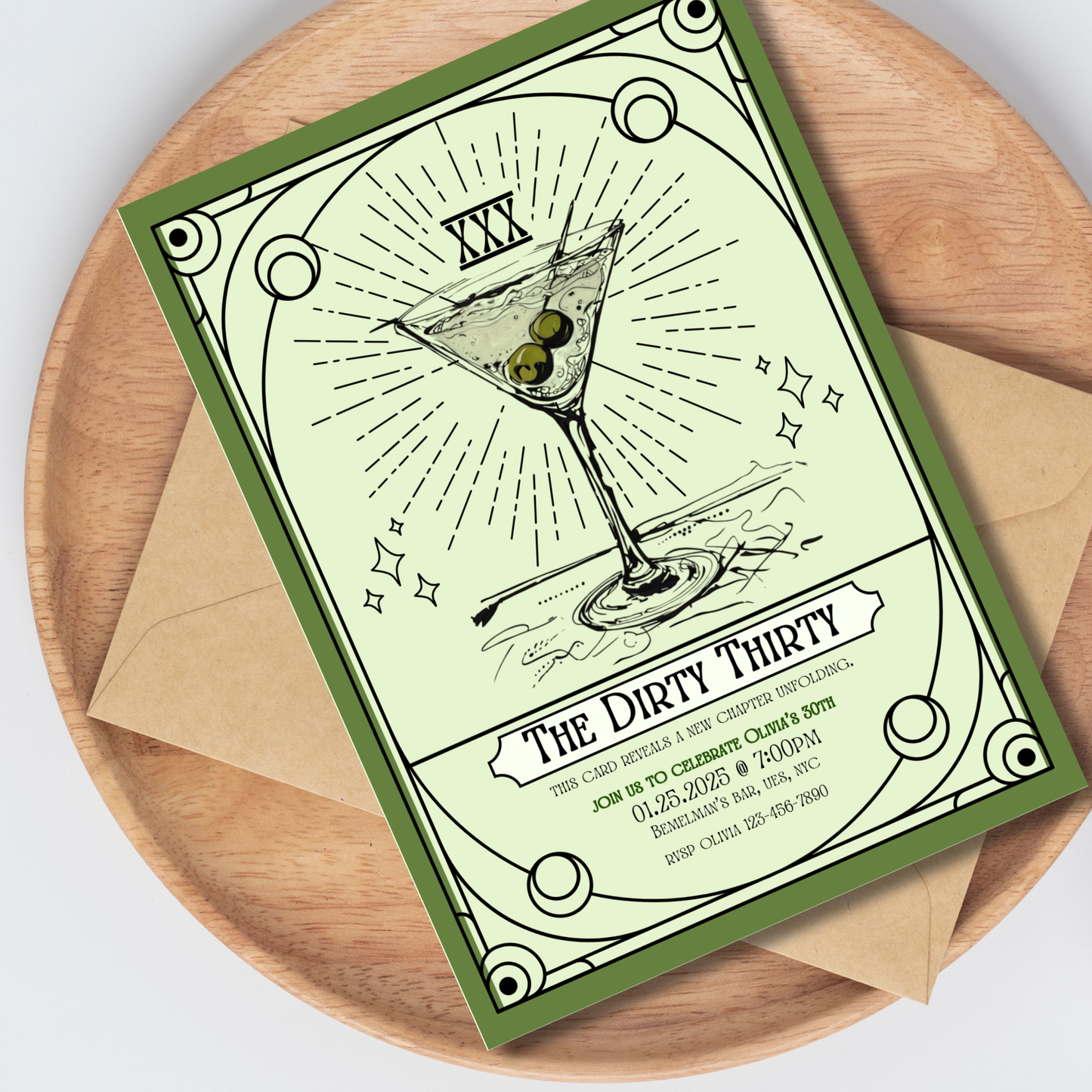 Dirty Thirty Tarot Invitation: 30th Birthday Party, Art Deco Mystical Themed Invite (Digital Download)
