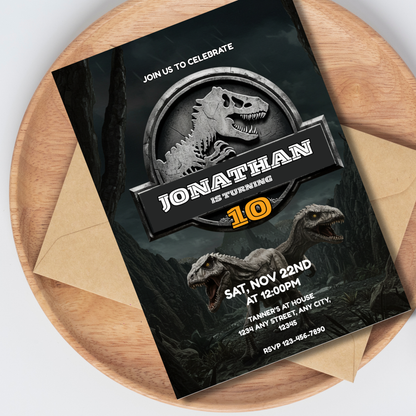 Jurassic World Dinosaur: Editable 5x7 Birthday Invite (Digital Download)