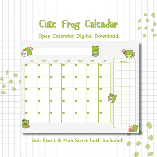 Cute Frog Monthly Planner | Printable | Instant Download