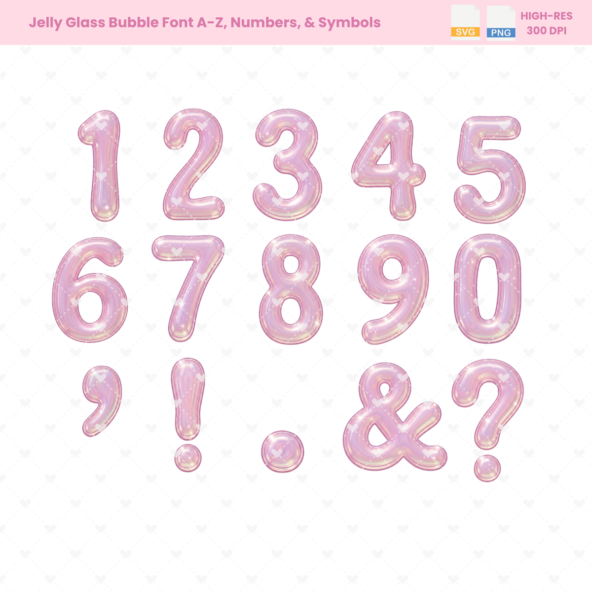Jelly Glass Letters Clipart Bundle | 40 3D Bubble PNG + SVG Alphabet