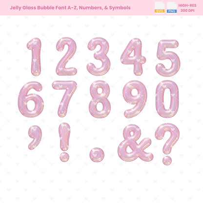 Jelly Glass Letters Clipart Bundle | 40 3D Bubble PNG + SVG Alphabet
