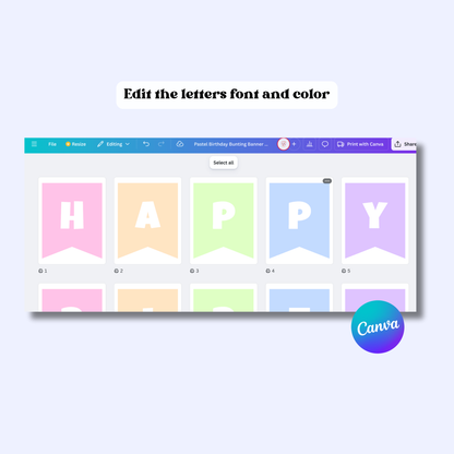 Pastel Ombre Birthday Bunting Banner | Instant Download | Printable
