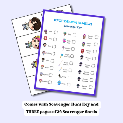 KPop Demon Hunters Scavenger Hunt Game (Digital Download)