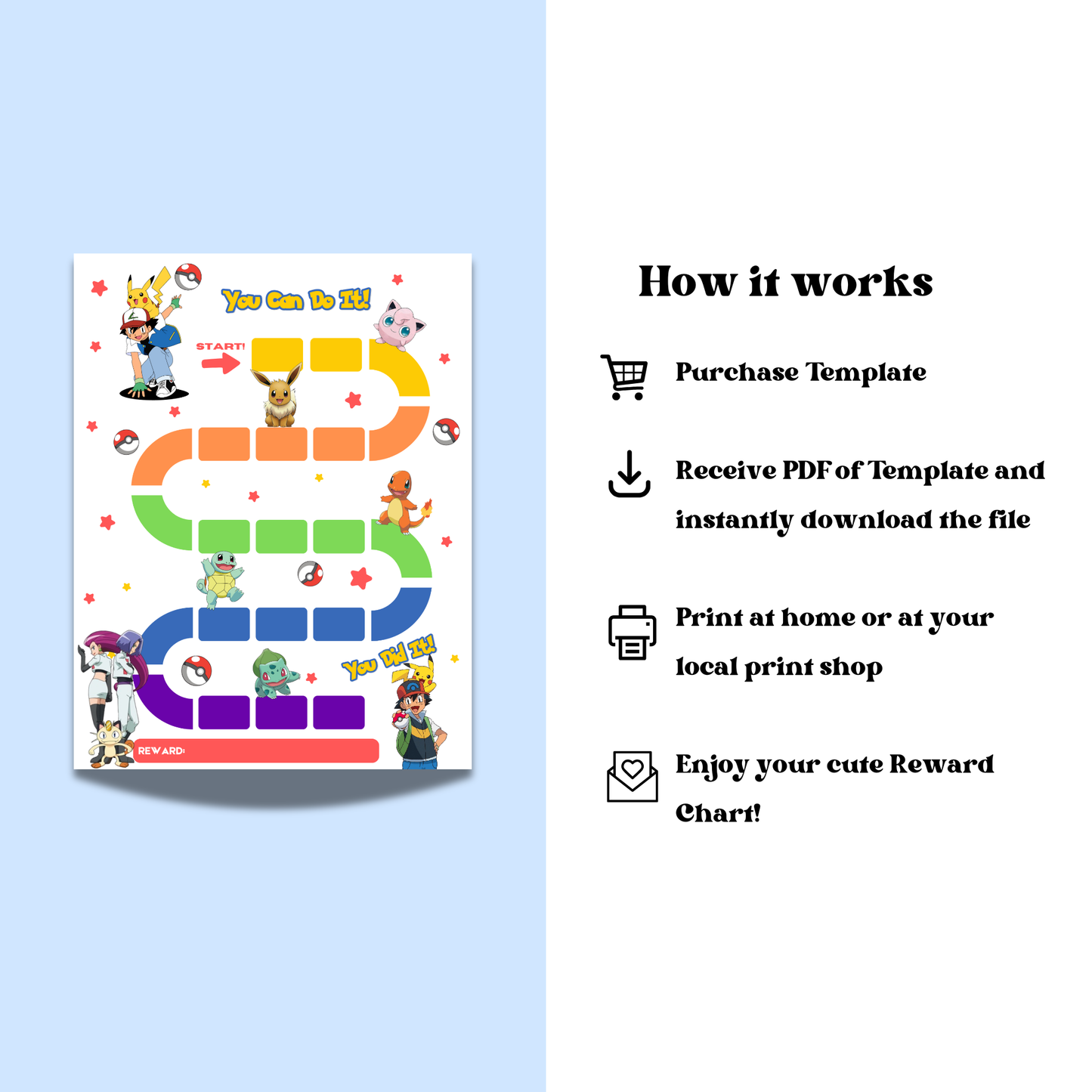 Pokemon Reward Chart Instant Download
