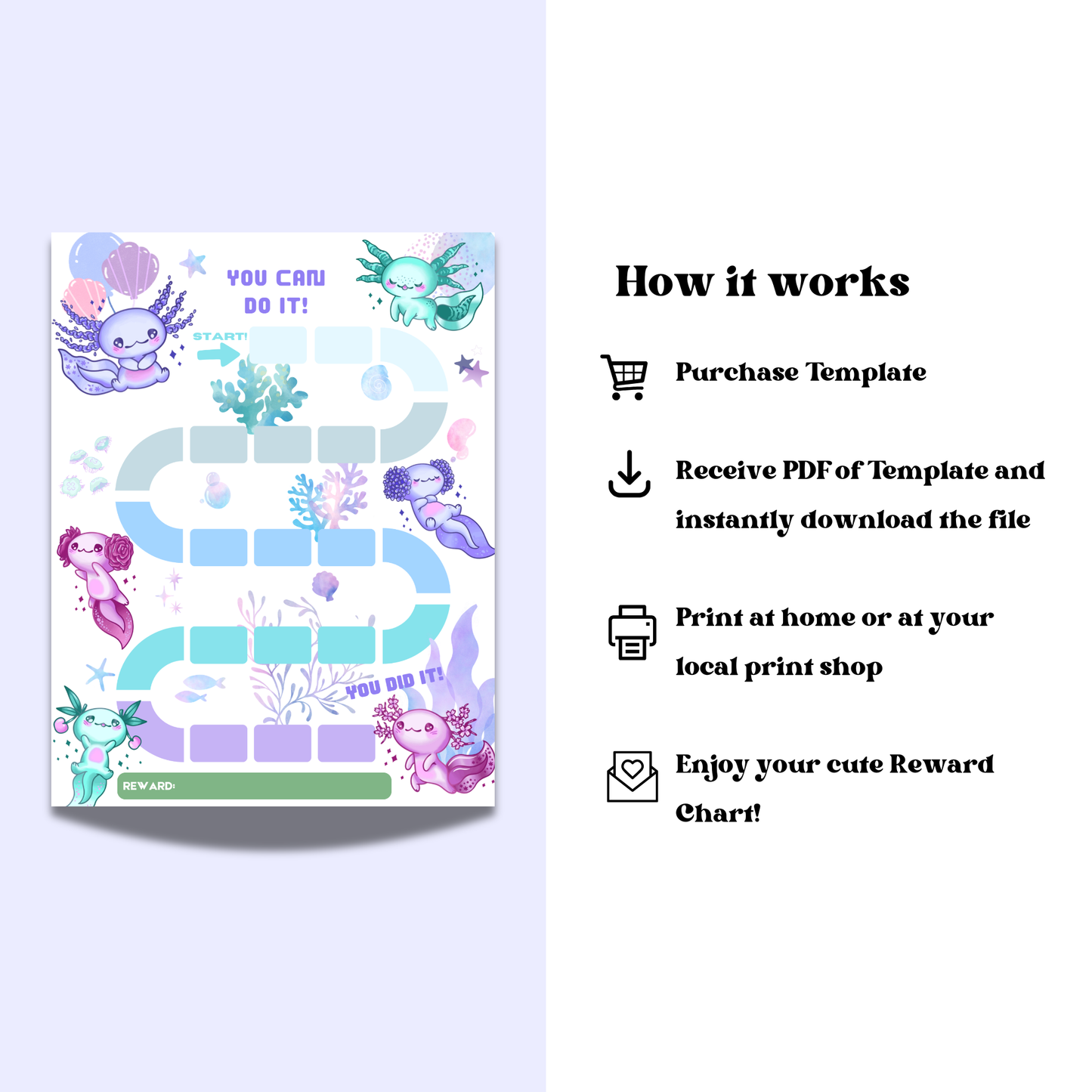 Axolotl Reward Chart Instant Download