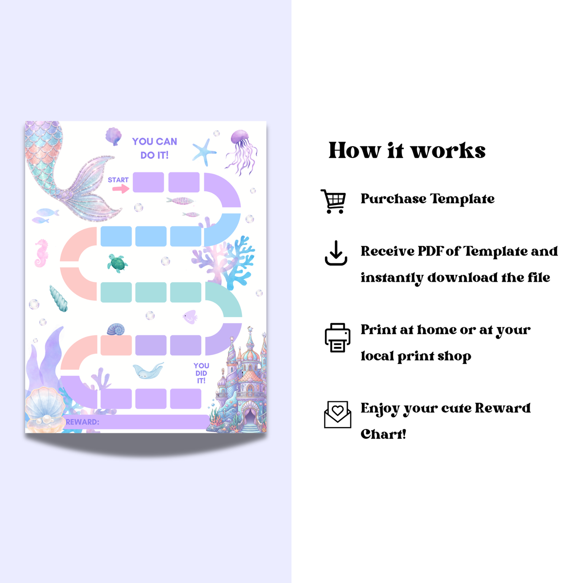 Mermaid Reward Chart for Kids | Printable Potty Training & Behavior Chart