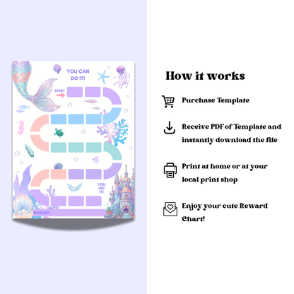 Mermaid Reward Chart for Kids | Printable Potty Training & Behavior Chart