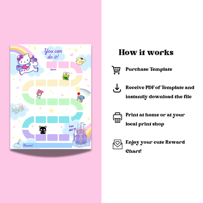 Unicorn Hello Kitty Reward Chart Instant Download