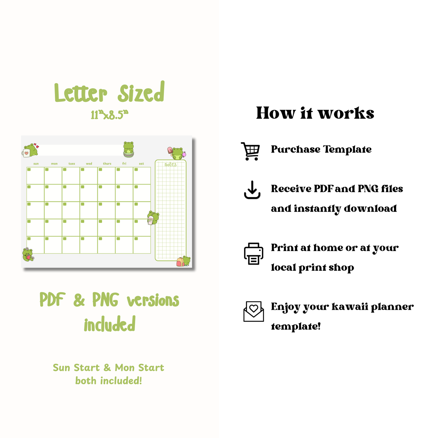 Cute Frog Monthly Planner | Printable | Instant Download