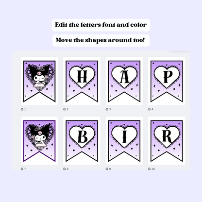 Kuromi Birthday Bunting Banner | Instant Download | Printable