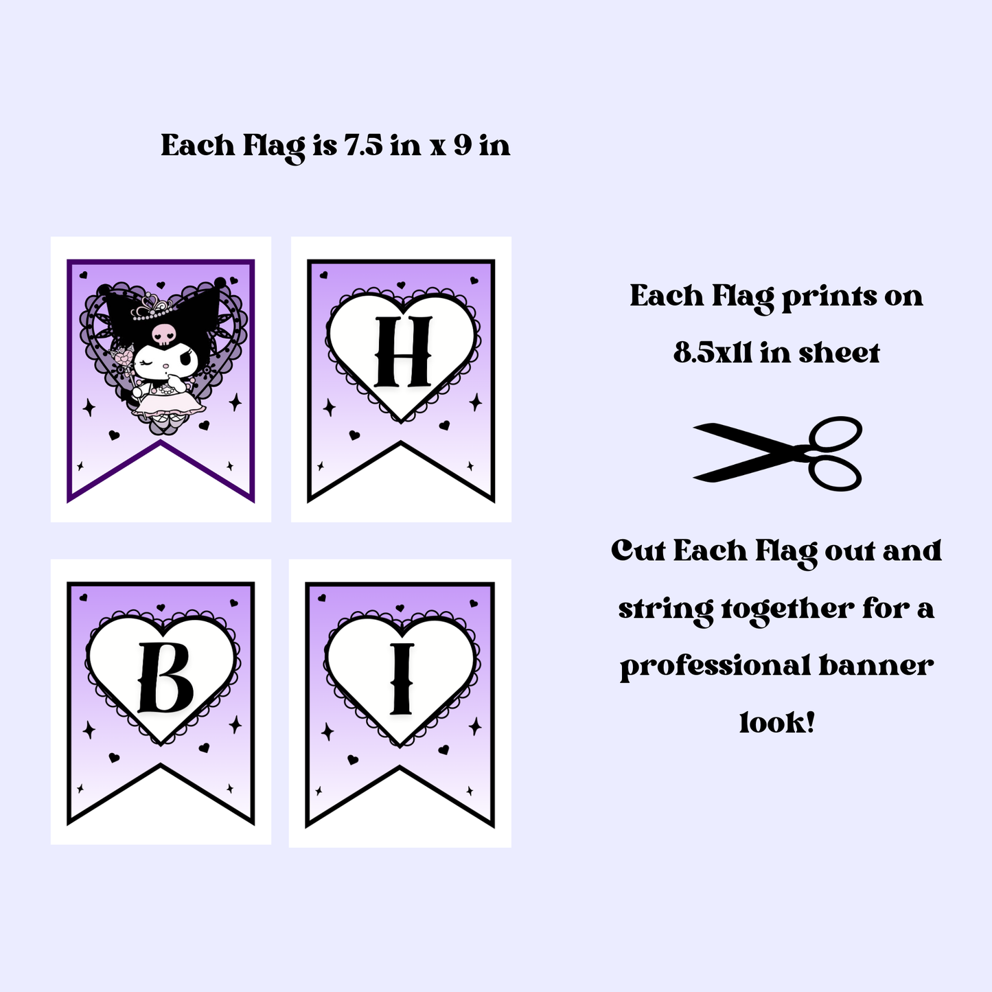 Kuromi Birthday Bunting Banner | Instant Download | Printable