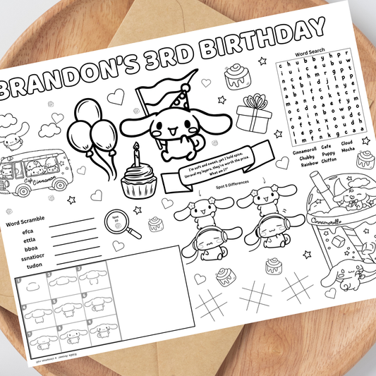 Cinnamoroll Activity Placemat Printable