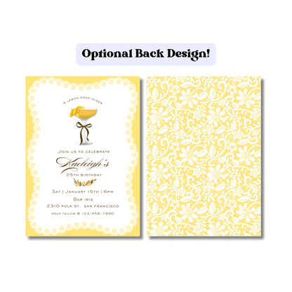 Lace & Lemon Drops Invitation: Editable 5x7 Birthday Invite (Digital Download)