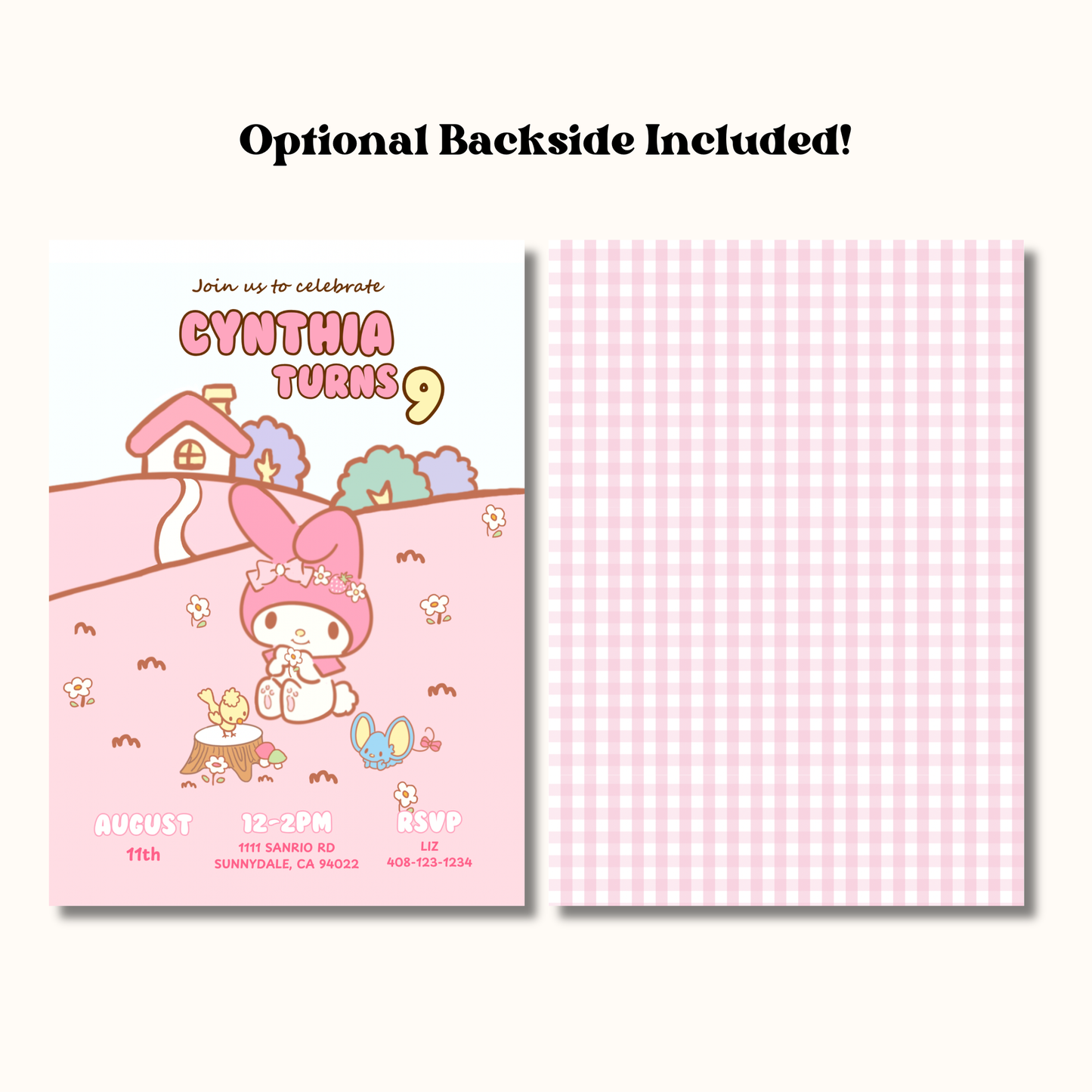 My Melody Birthday Invite Editable, Printable Hello Kitty Sanrio Invitation 5x7 Instant Download