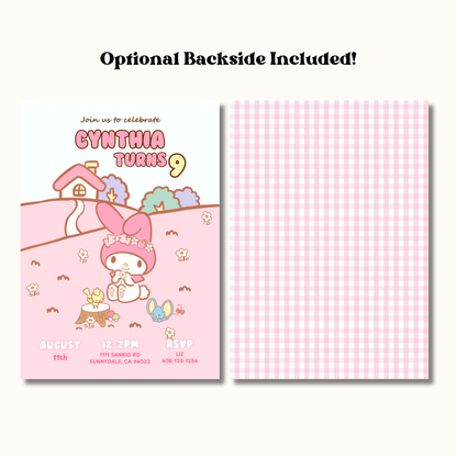 My Melody Birthday Invite Editable, Printable Hello Kitty Sanrio Invitation 5x7 Instant Download