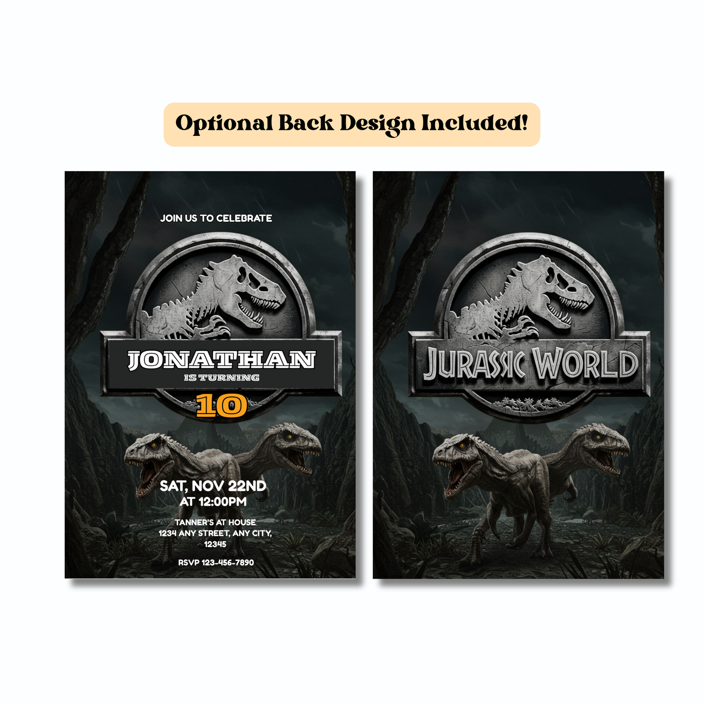 Jurassic World Dinosaur: Editable 5x7 Birthday Invite (Digital Download)