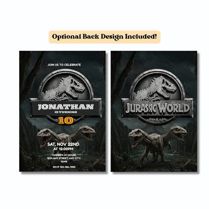 Jurassic World Dinosaur: Editable 5x7 Birthday Invite (Digital Download)