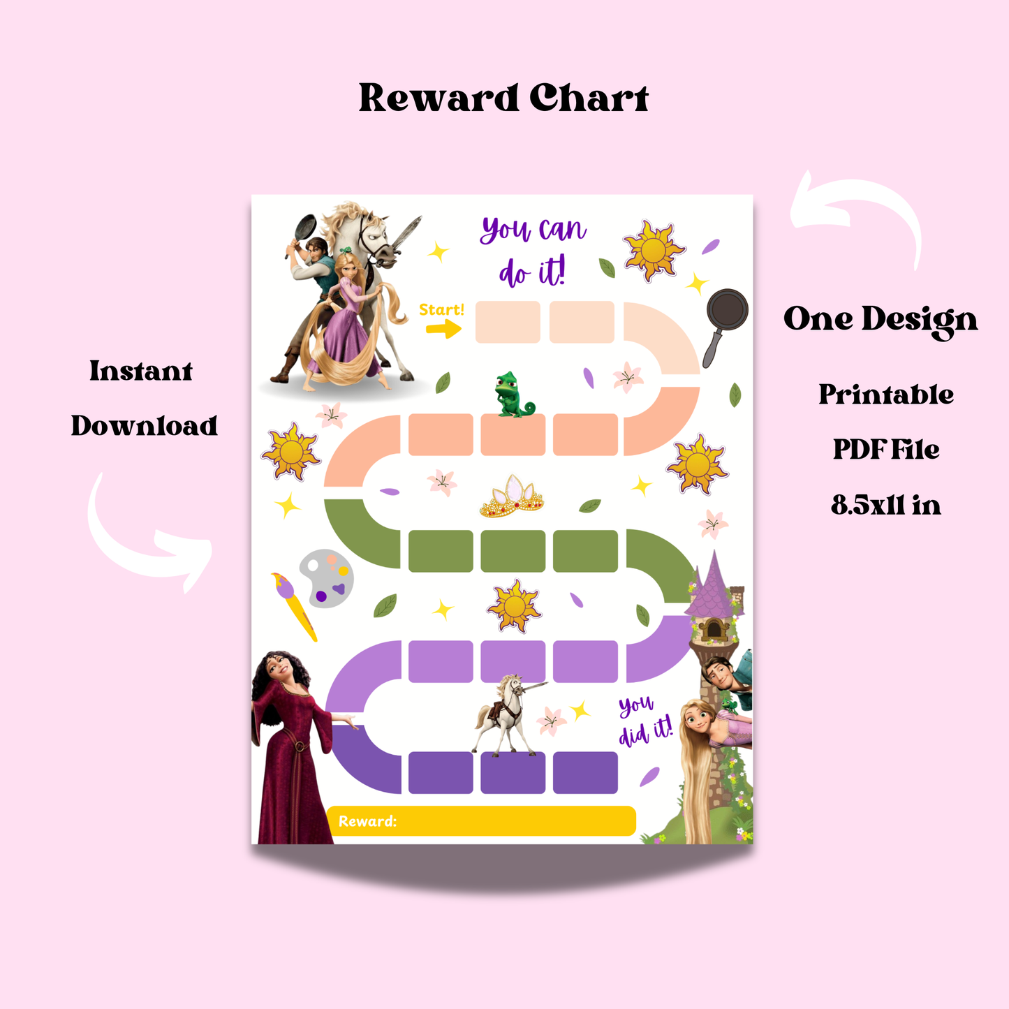 Princess Rapunzel Reward Chart Instant Download