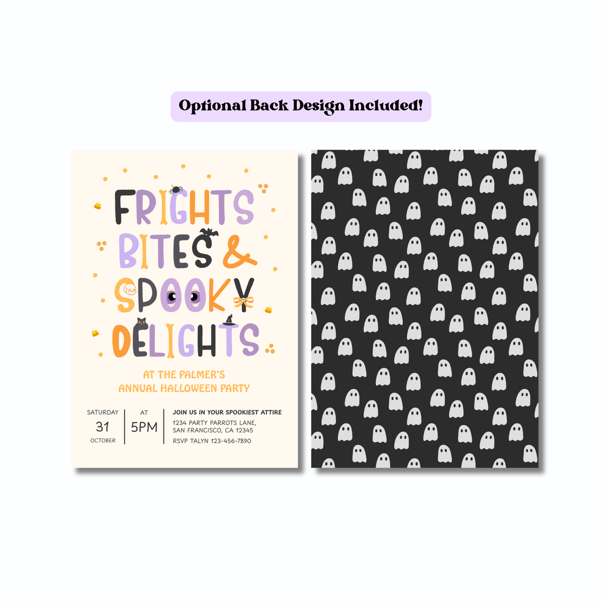 Frights, Bites & Spooky Delights Halloween Party Invitation 👻 Editable Digital Invite