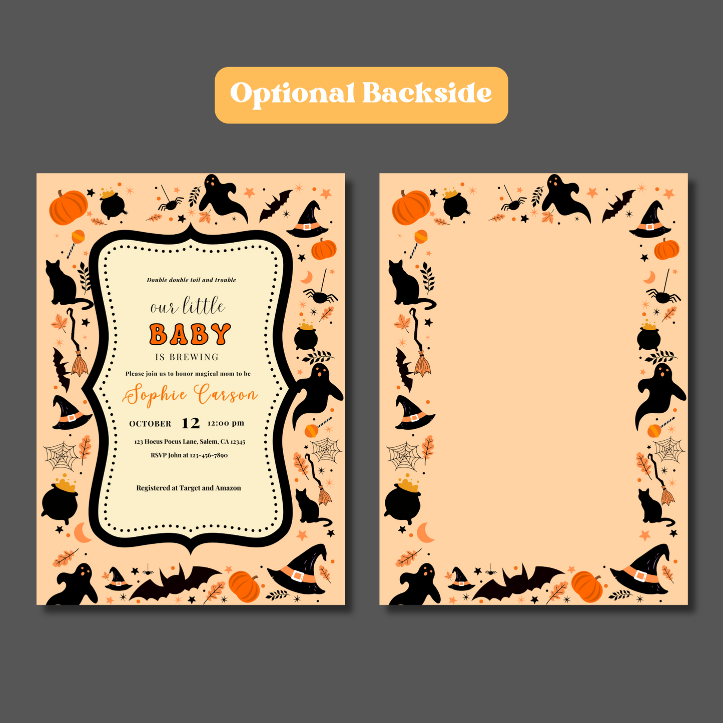 Halloween Baby Shower Invitation, Baby Brewing Party Printable, Editable Template, Instant Download 5x7