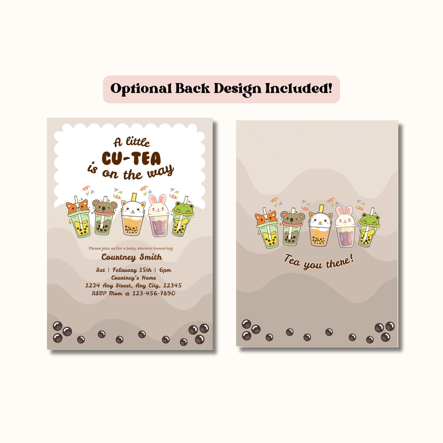 Boba Cu-Tea Editable 5x7 Birthday Invite (Digital Download)