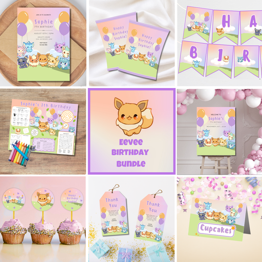 Eevee Birthday Party Bundle | Instant Download | Print at Home