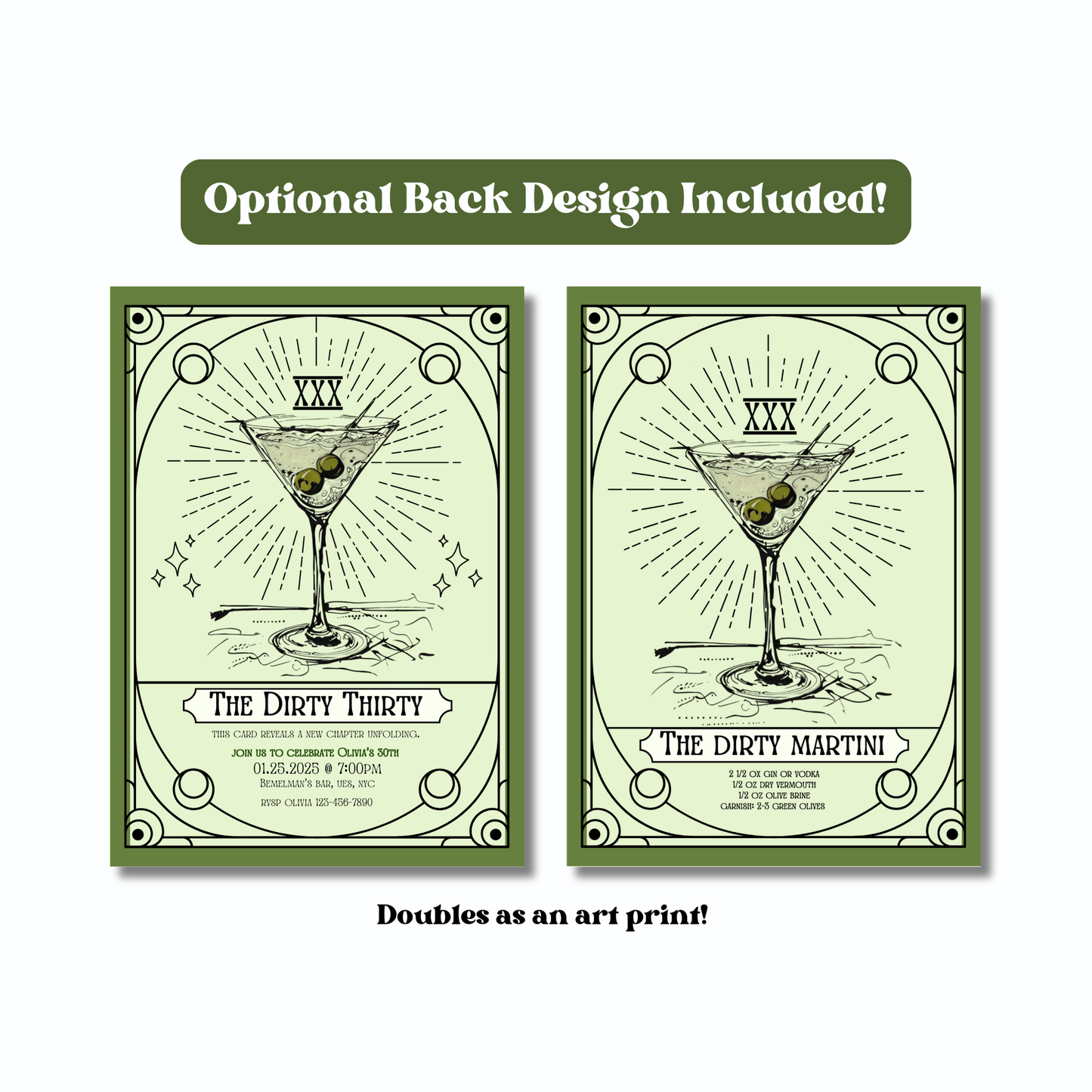 Dirty Thirty Tarot Invitation: 30th Birthday Party, Art Deco Mystical Themed Invite (Digital Download)