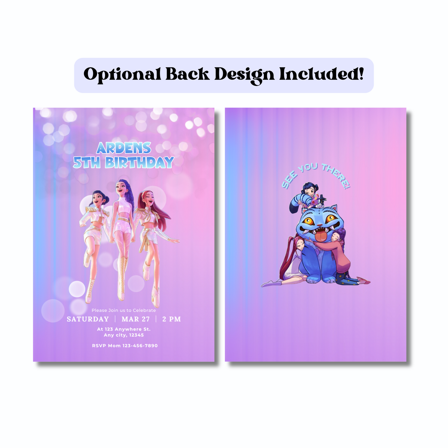 Kpop Demon Hunter Birthday Invitation, KPop Huntrx Birthday Party Invite, Digital Editable Template, Kpop Concert Birthday Printable