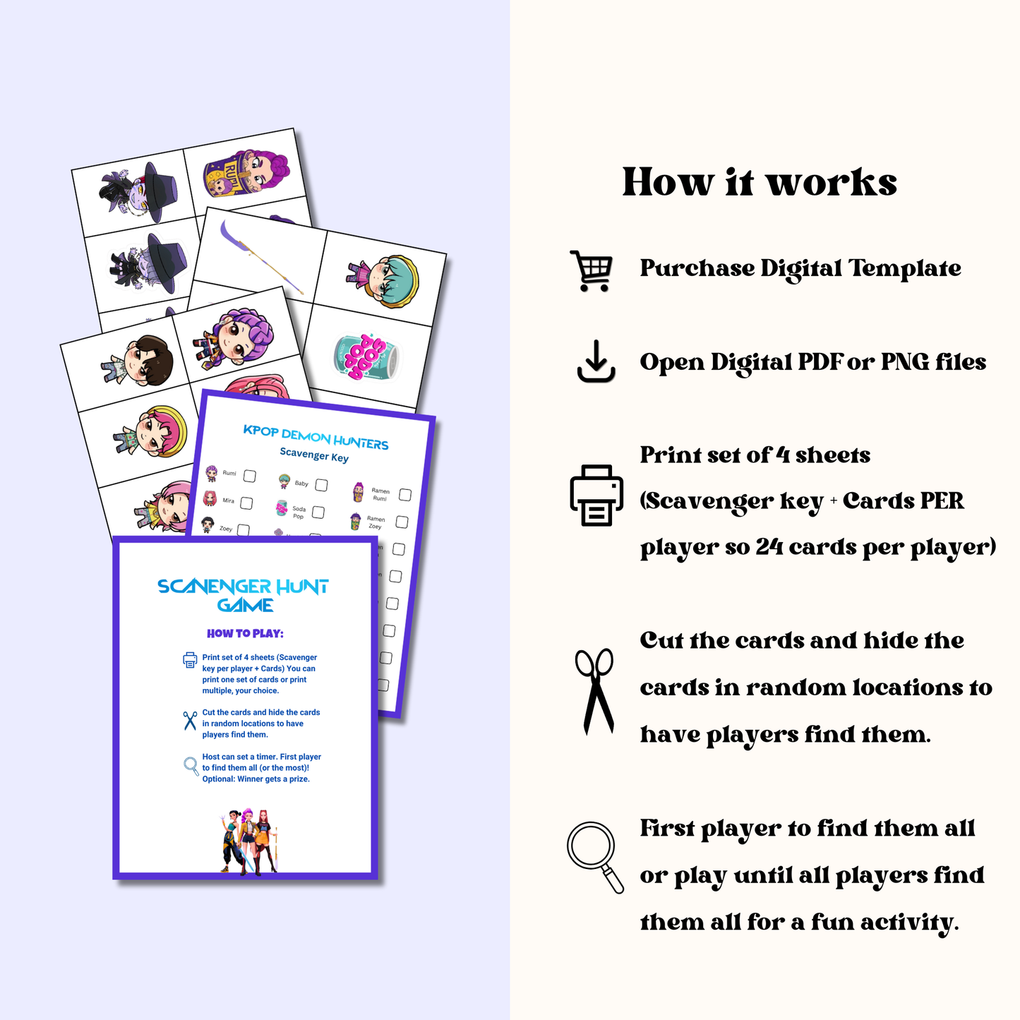 KPop Demon Hunters Scavenger Hunt Game (Digital Download)