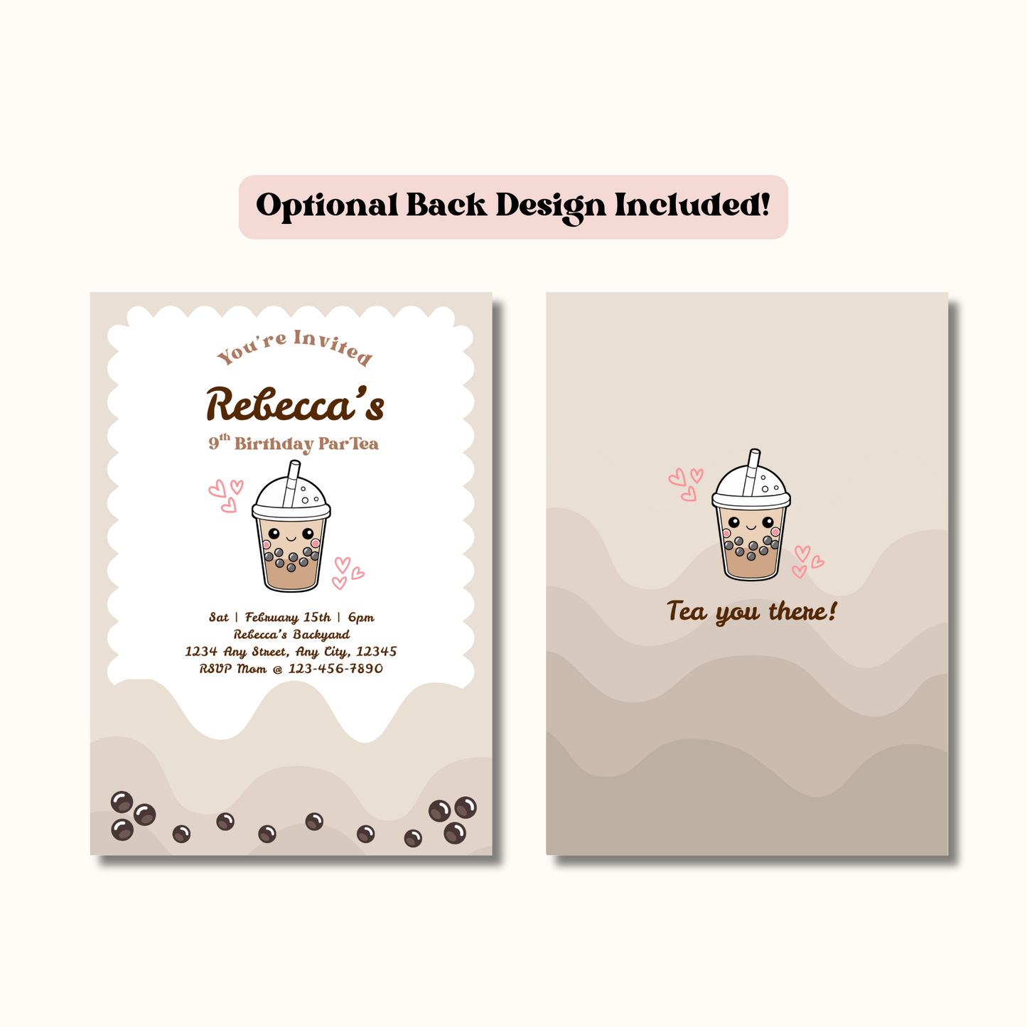 Boba Birthday Par-Tea Editable 5x7 Birthday Invite (Digital Download)