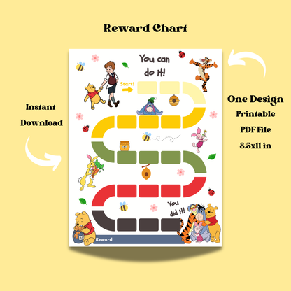Pooh Bear Reward Chart Instant Download