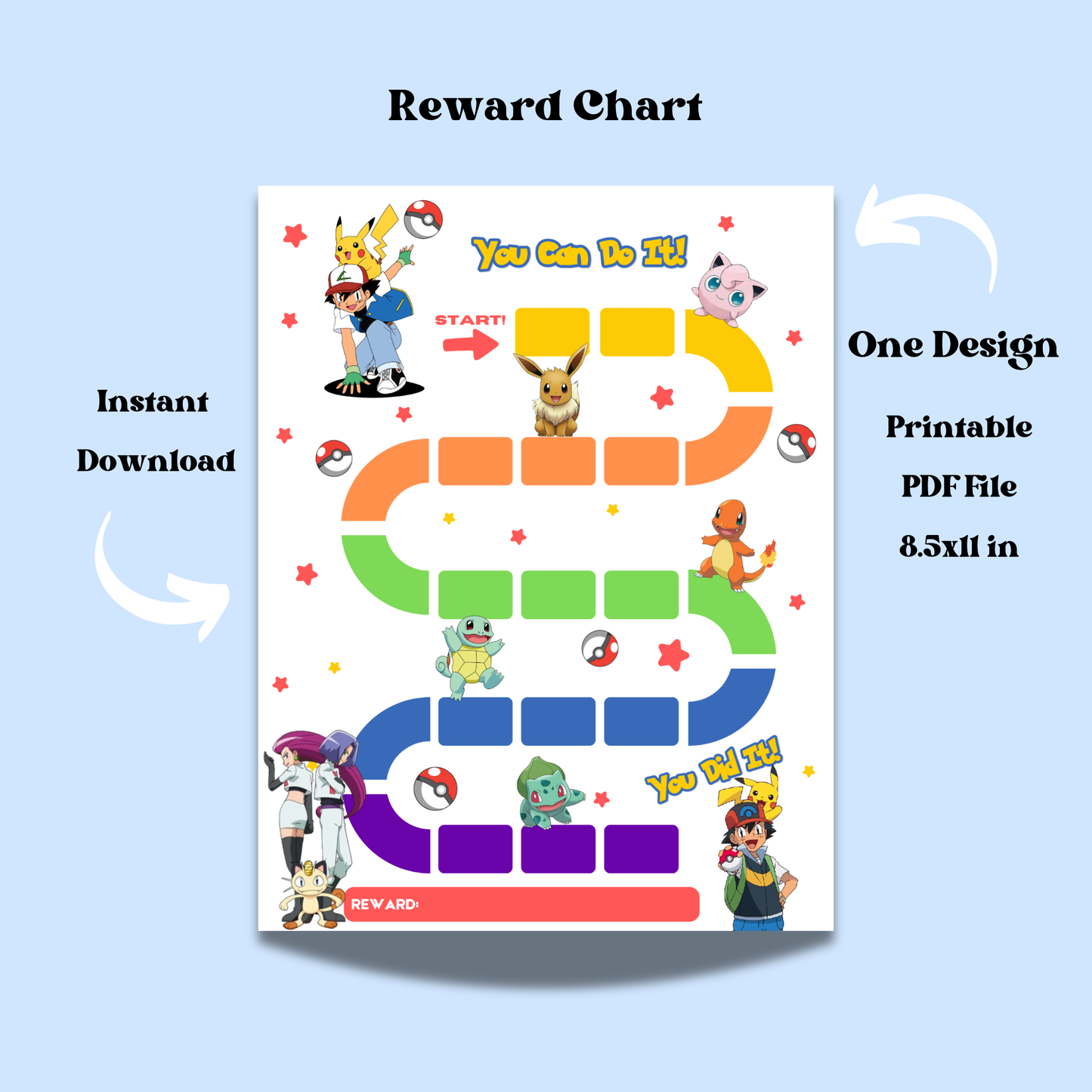 Pokemon Reward Chart Instant Download