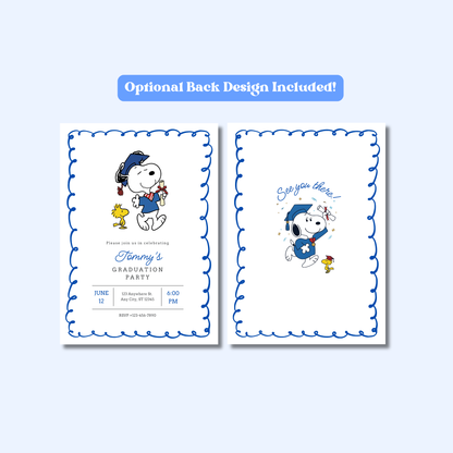 Snoopy Graduation Invite 5x7 Instant Download