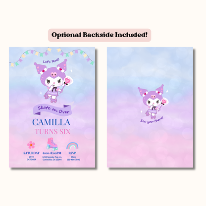 Kuromi Let’s Roll! Roller Skating Birthday Invite Editable | 5x7 | Instant Download
